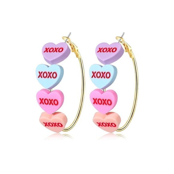 Valentine’s Conversation Hearts Earring Hoops 💕 - Picture 2 of 5